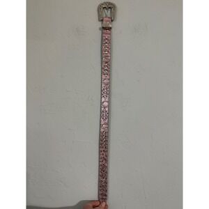 Girls Pink Rhinestone Western Belt Snakeskin Horseshoe Silver Buckle 27 Inch